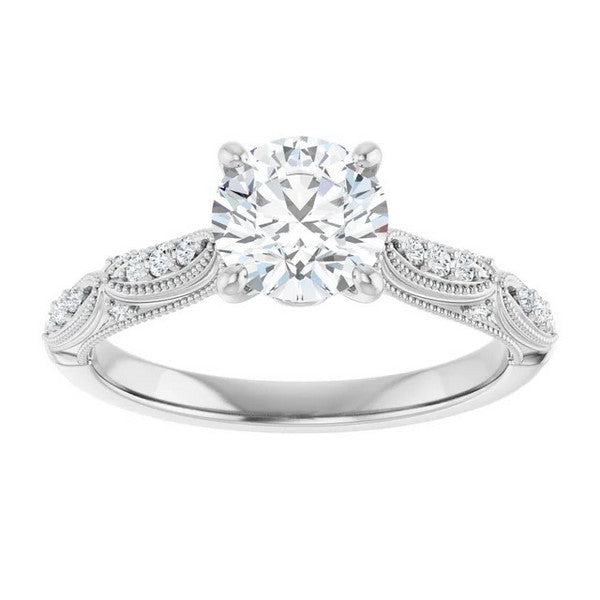 Round Diamond Semi Set Engagement Ring