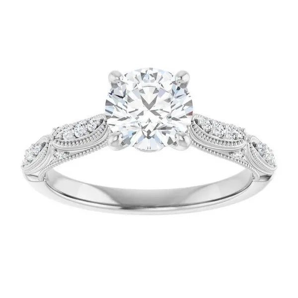 Round Diamond Semi Set Engagement Ring