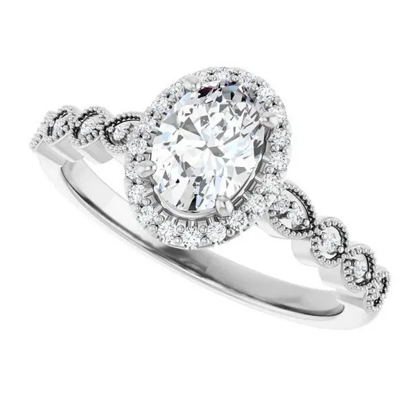 Oval Diamond Semi-Set Engagement Ring