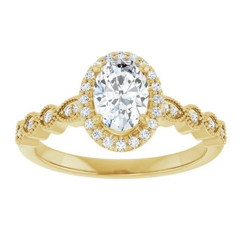 Oval Diamond Semi-Set Engagement Ring