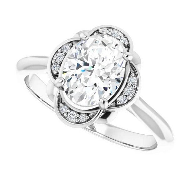 Oval Diamond Semi-Set Engagement Ring