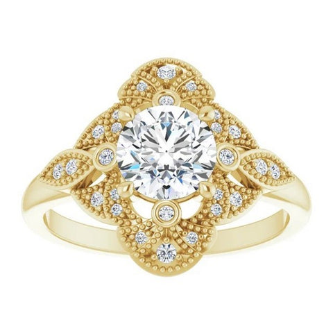 Round Diamond Semi Set Engagement Ring