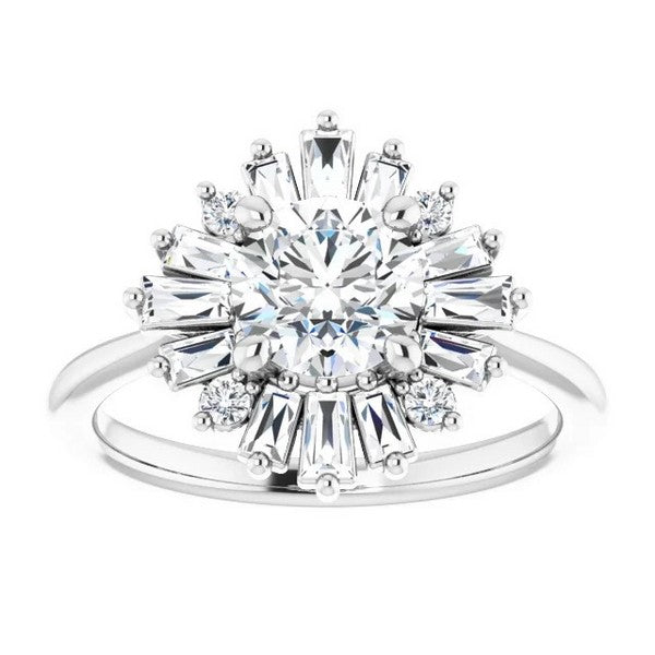 Round Diamond Semi-Set Engagement Ring