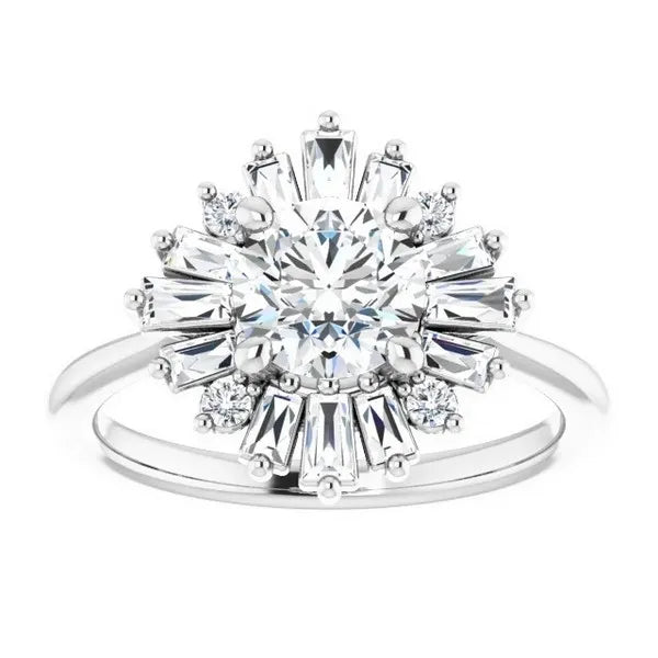 Round Diamond Semi-Set Engagement Ring