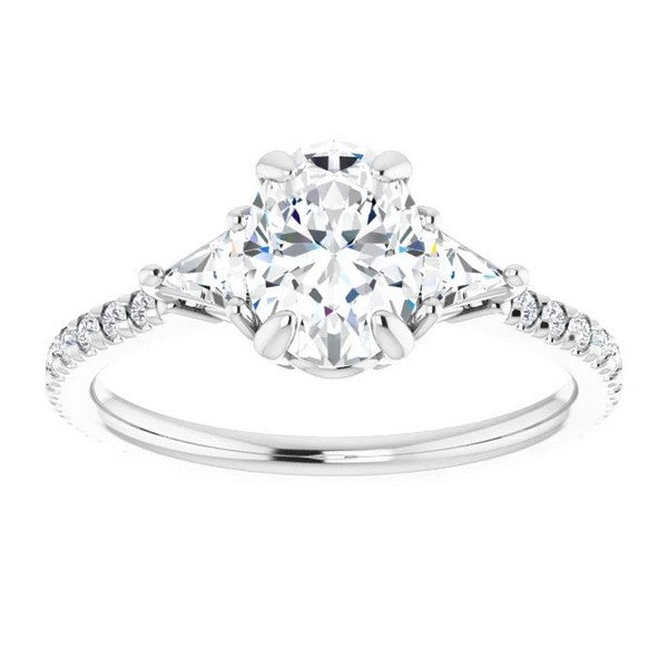 French-Set Side-Stone Engagement Ring