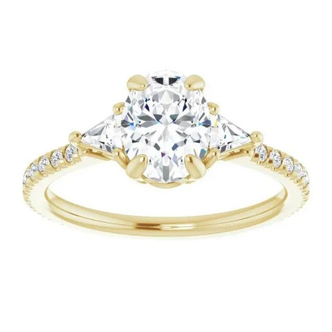 French-Set Side-Stone Engagement Ring