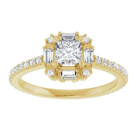 Princess Cut Diamond Semi-Set Engagement Ring