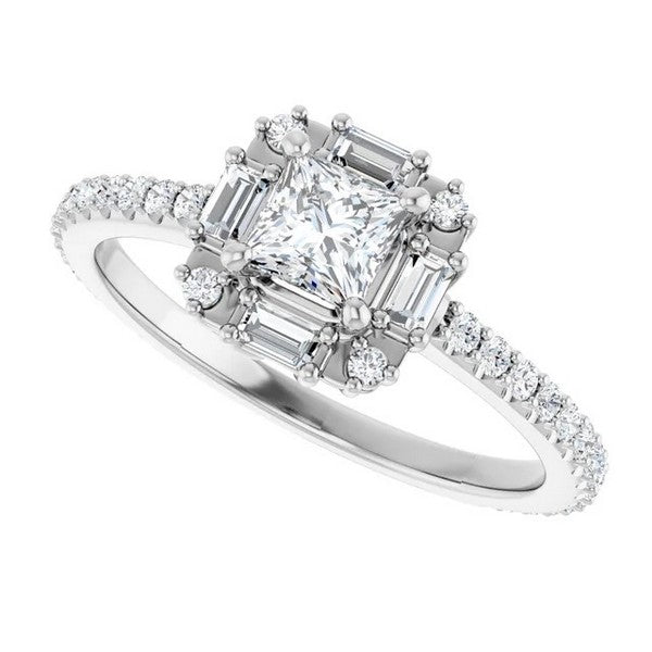 Princess Cut Diamond Semi-Set Engagement Ring