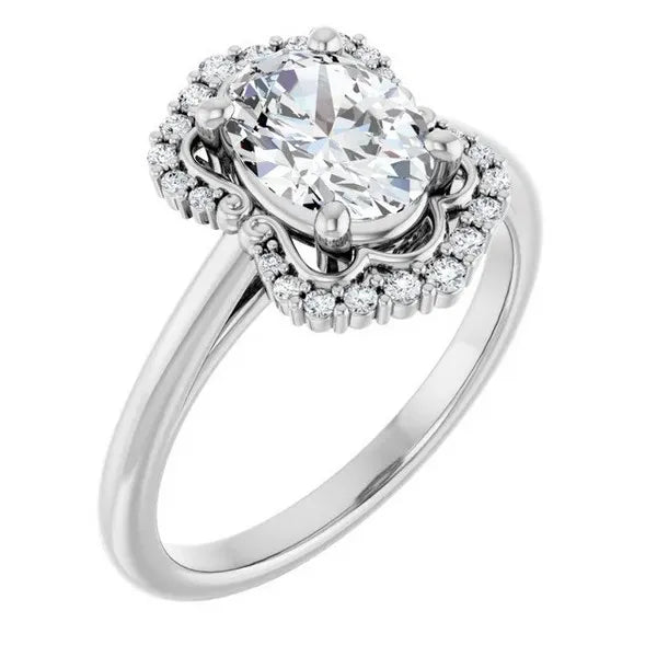 Oval Diamond Semi-Set Engagement Ring