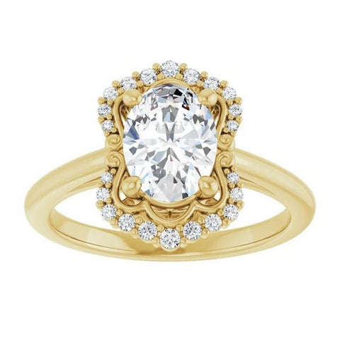 Oval Diamond Semi-Set Engagement Ring