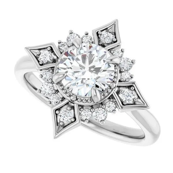 Round Diamond Semi-Set Engagement Ring