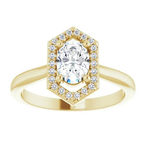 Oval Diamond Semi-Set Engagement Ring