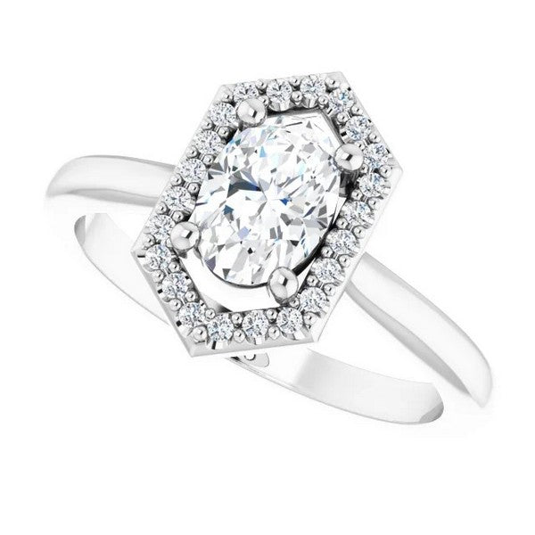 Oval Diamond Semi-Set Engagement Ring