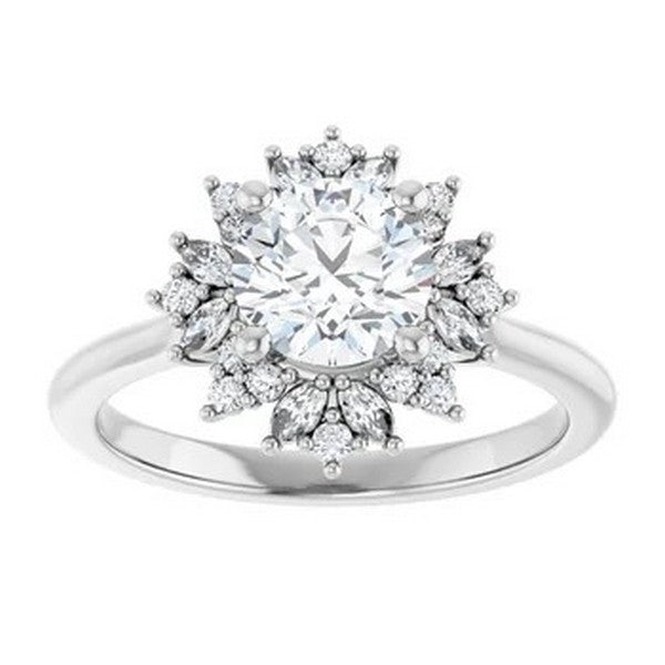 Round Diamond Semi Set Engagement Ring