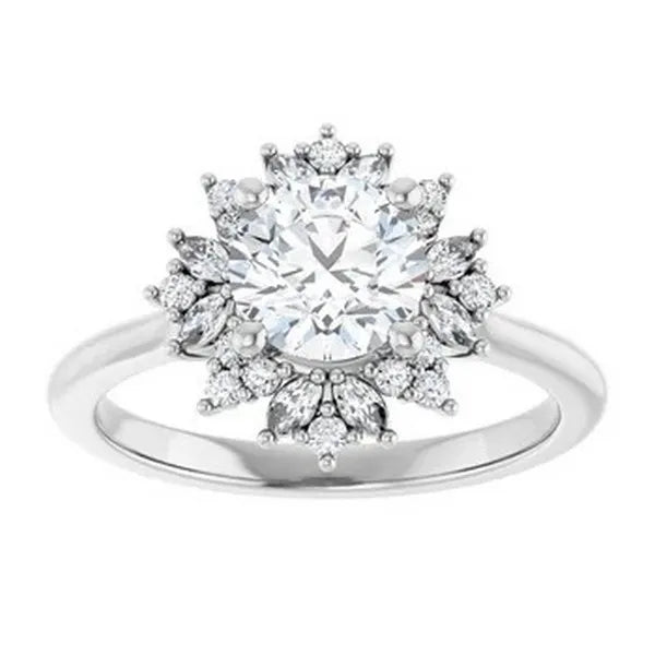 Round Diamond Semi Set Engagement Ring