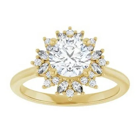 Round Diamond Semi Set Engagement Ring