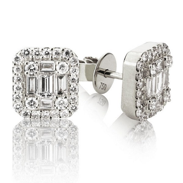 Diamond Baguette Illusion Stud Earrings