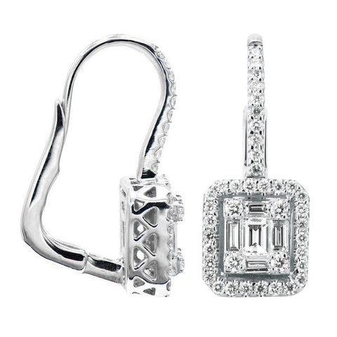 18K Diamond Baguette Illusion Hanging Earrings