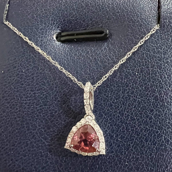 Platinum Pink Tourmaline Diamond Pendant