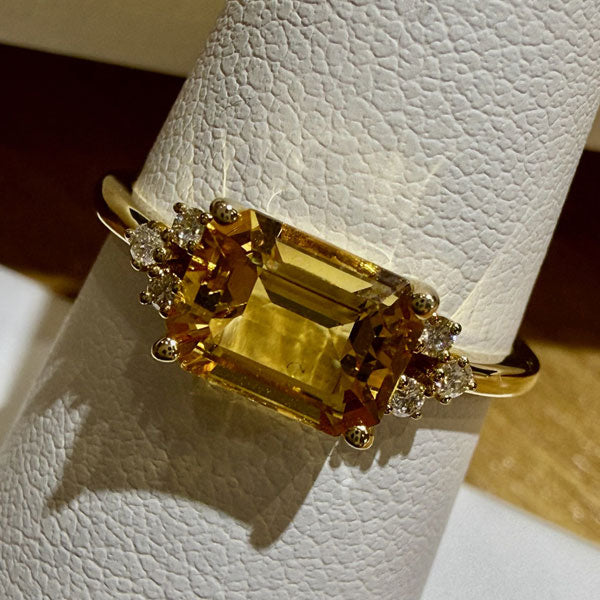 14K Yellow Gold Citrine Diamond Accent Ring