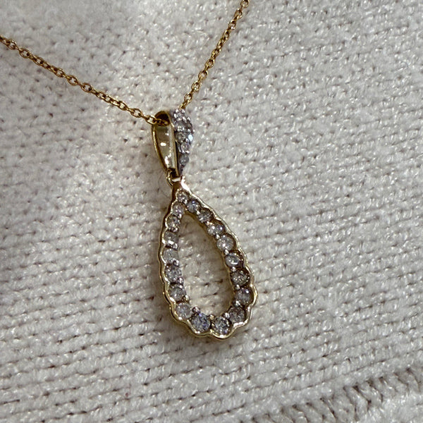 14K Yellow Gold Teardrop Diamond Pendant