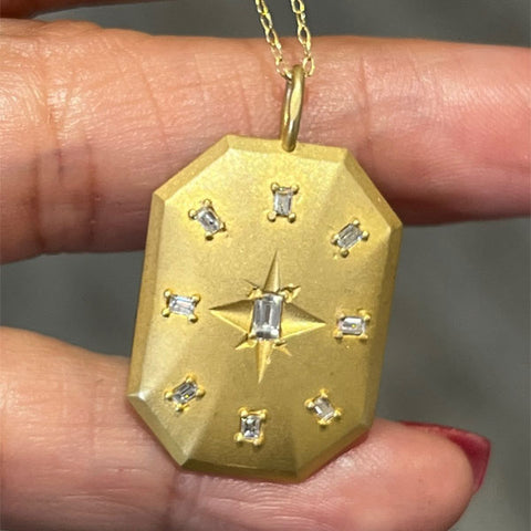 14K Yellow Gold Matte Northstar Pendant