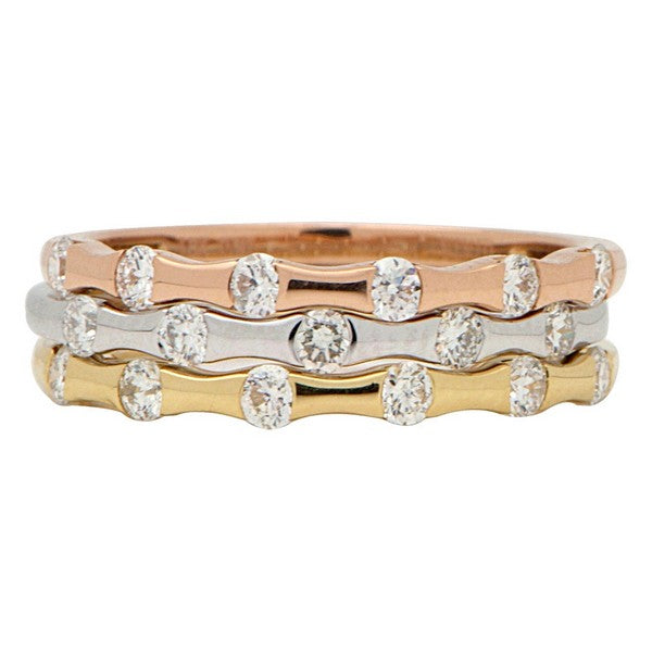 Tri-Gold Diamond Stackable Band