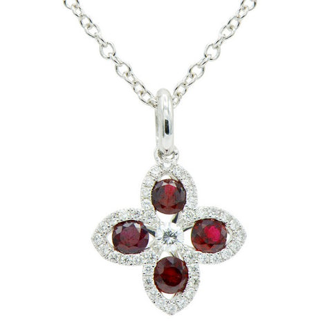 18K Ruby Pendant With Diamonds