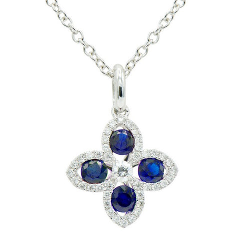 18K Blue Sapphire Pendant With Diamonds