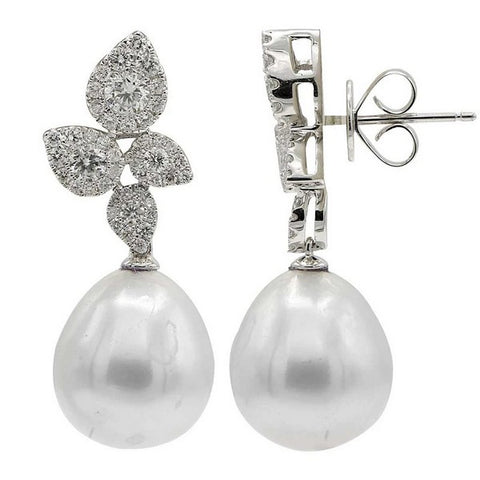 18K White South Sea Pearl Earrings