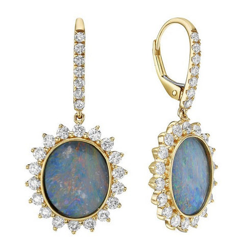 Opal Diamond Earrings