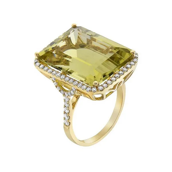 Gold Green Quartz Ring