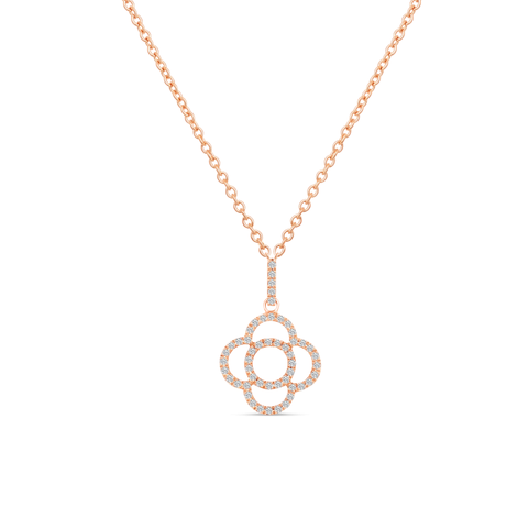 14K Rose Gold Diamond Blossom Pendant and Chain