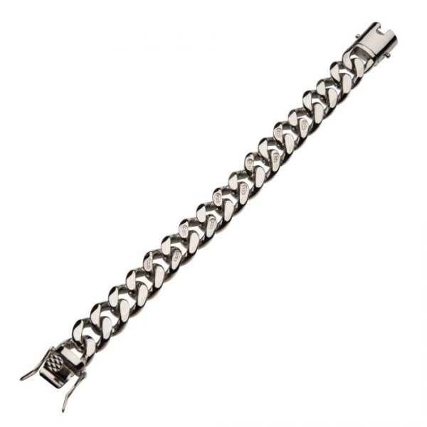 Stainless Steel, Diamond Chunky Curb Chain Miami Cuban Bracelet