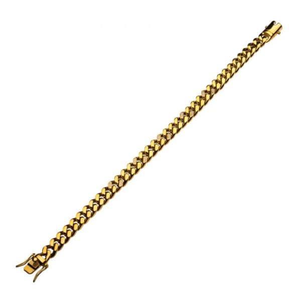 18K Gold Plated, Diamond Curb Chain Miami Cuban Bracelet