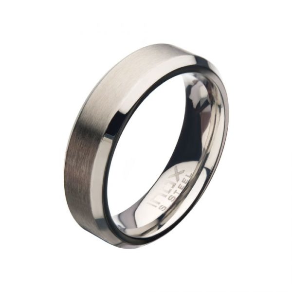 6mm Matte Stainless Steel Beveled Ring