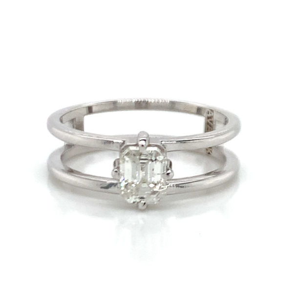 Two Band Ring With Center Diamond