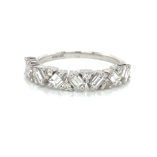 Angled Baguette & Round Diamond Ring