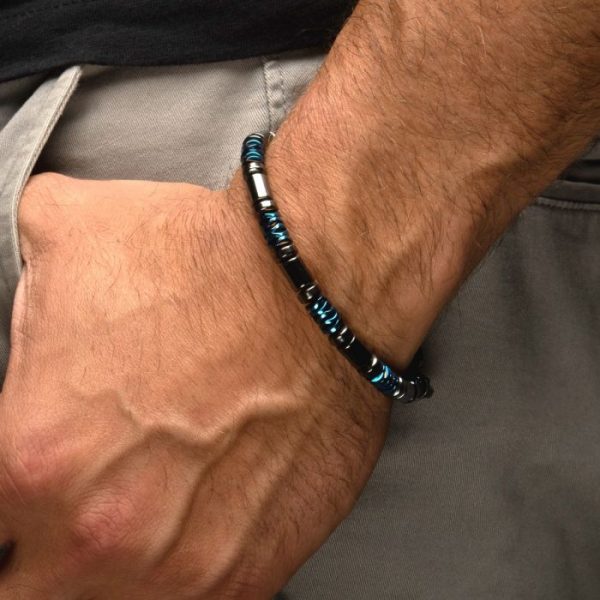 Black & Blue Hematite Beads Bracelet